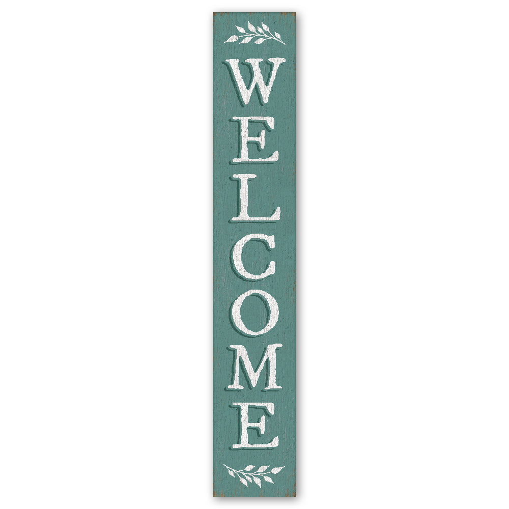 Welcome Seafoam Sprig Porch Board 8" Wide x 46.5" tall / Made in the USA! / 100% Weatherproof Material