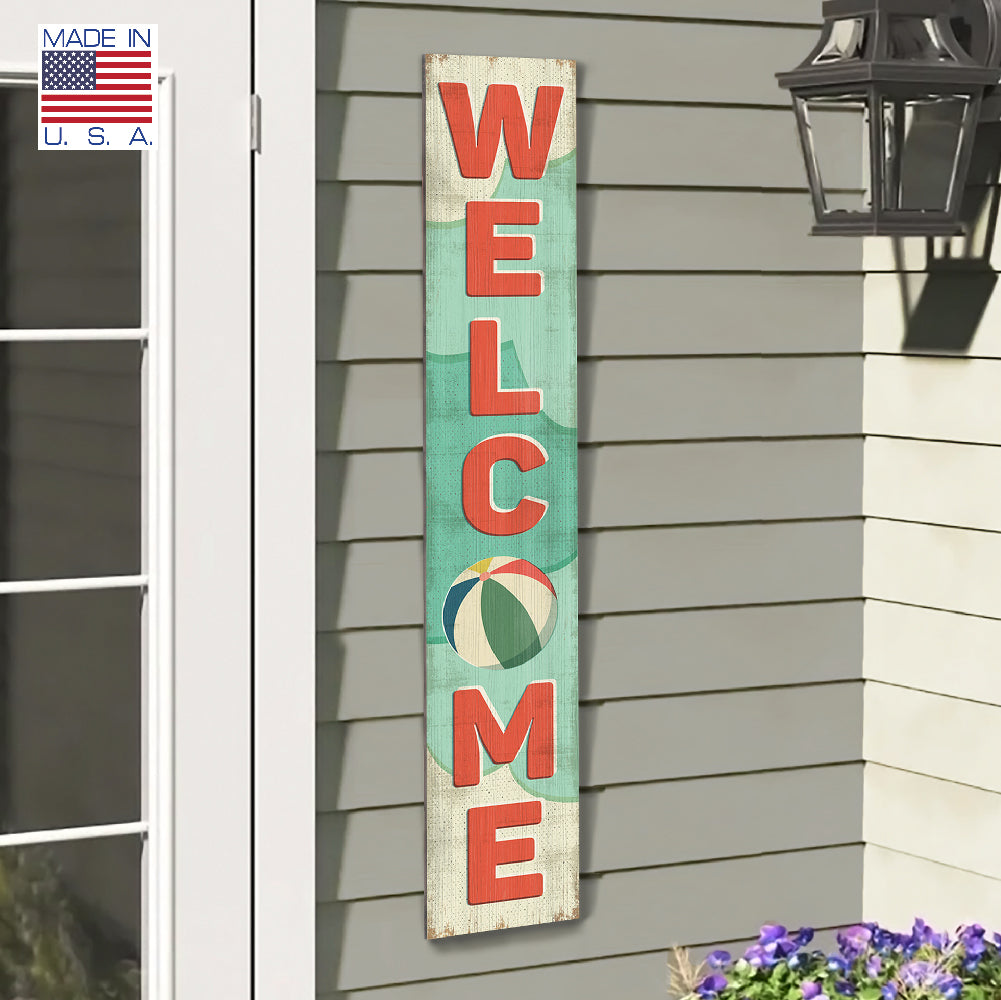 Beach Ball Porch Board 8" Wide x 46.5" tall / Made in the USA! / 100% Weatherproof Material