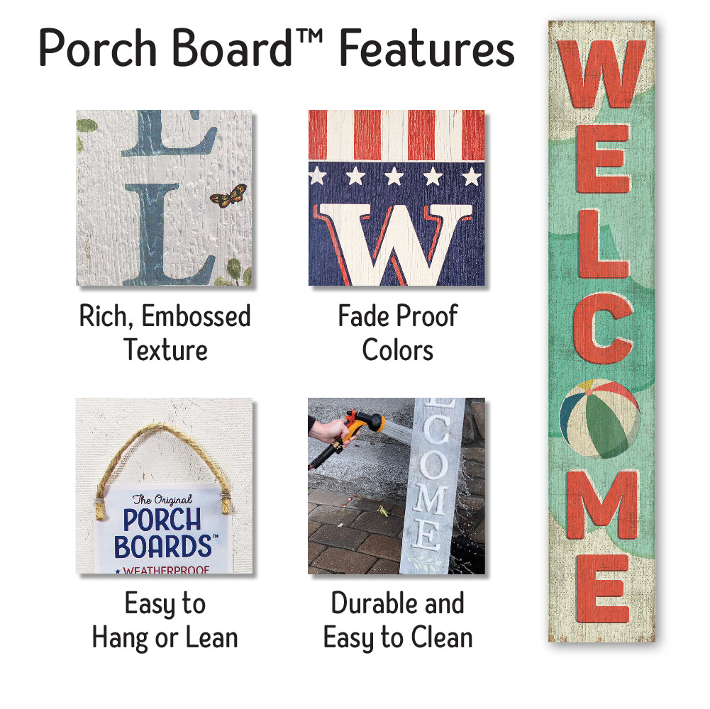 Beach Ball Porch Board 8" Wide x 46.5" tall / Made in the USA! / 100% Weatherproof Material