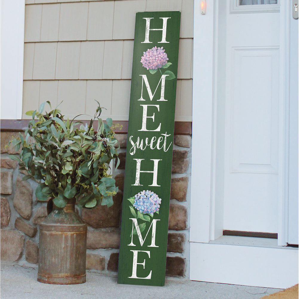 Home Sweet Home Hydrangea Porch Board 8" Wide x 46.5" tall / Made in the USA! / 100% Weatherproof Material