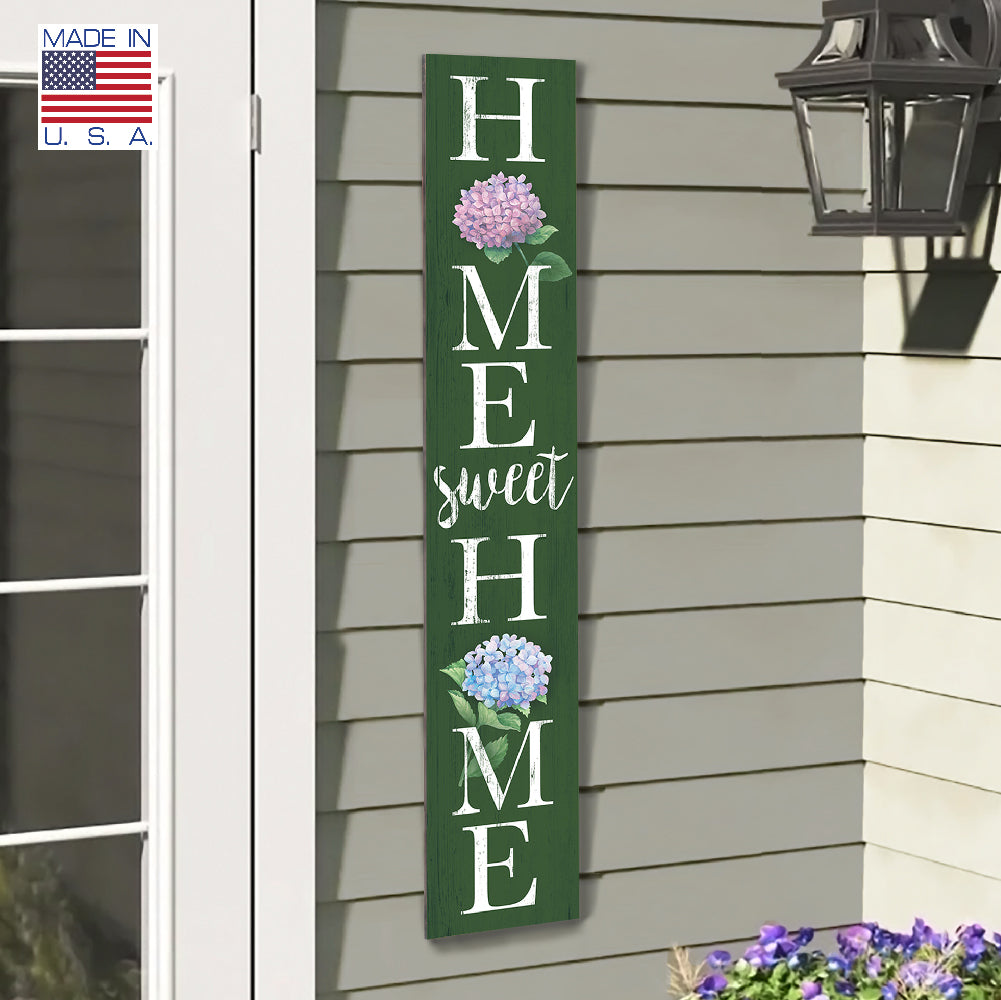 Home Sweet Home Hydrangea Porch Board 8" Wide x 46.5" tall / Made in the USA! / 100% Weatherproof Material