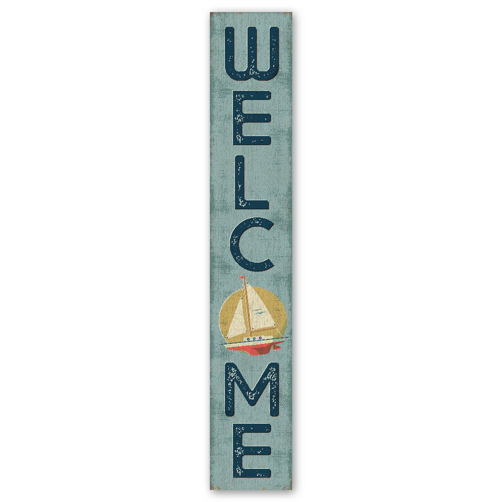 Welcome Sailboat Porch Board 8" Wide x 46.5" tall / Made in the USA! / 100% Weatherproof Material