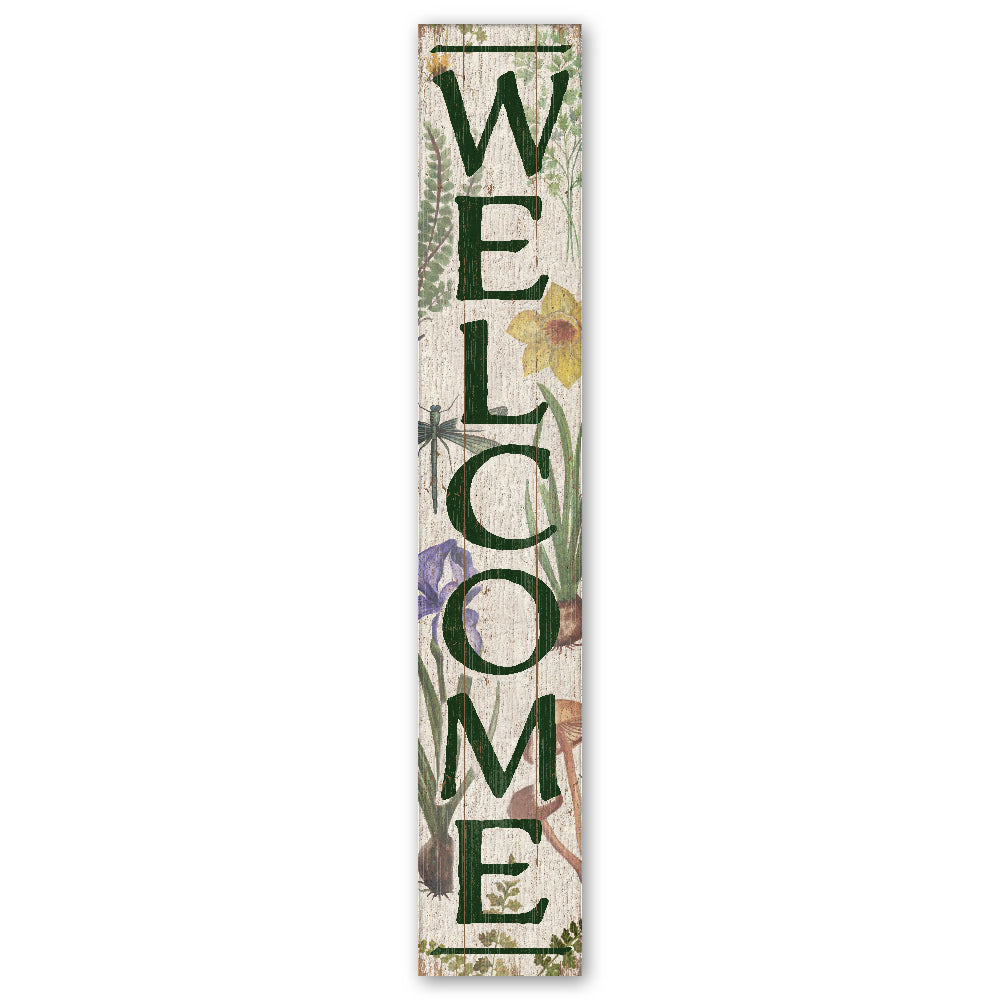 Welcome Botanical Porch Board 8" Wide x 46.5" tall / Made in the USA! / 100% Weatherproof Material