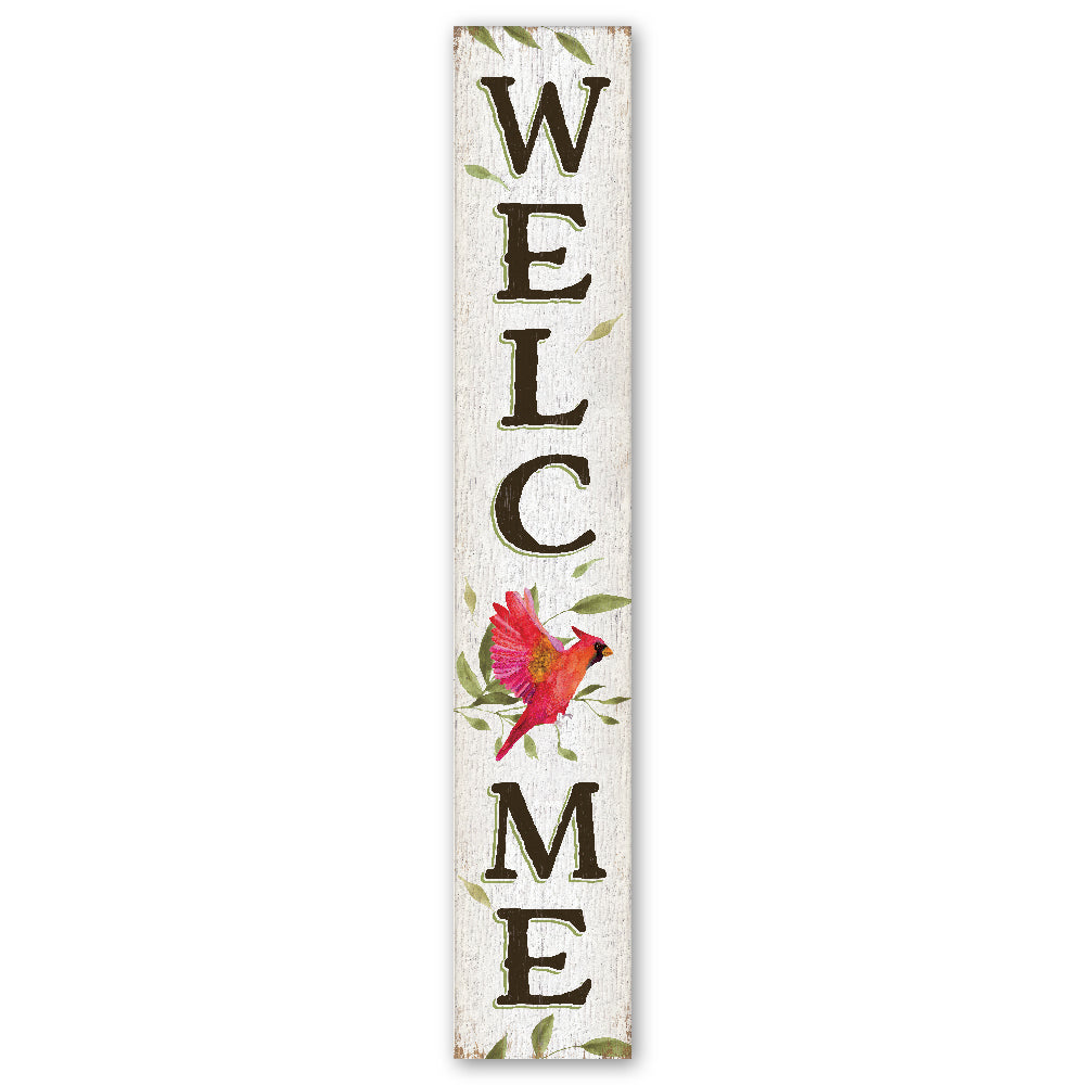 Welcome Flying Cardinal Porch Board 8" Wide x 46.5" tall / Made in the USA! / 100% Weatherproof Material