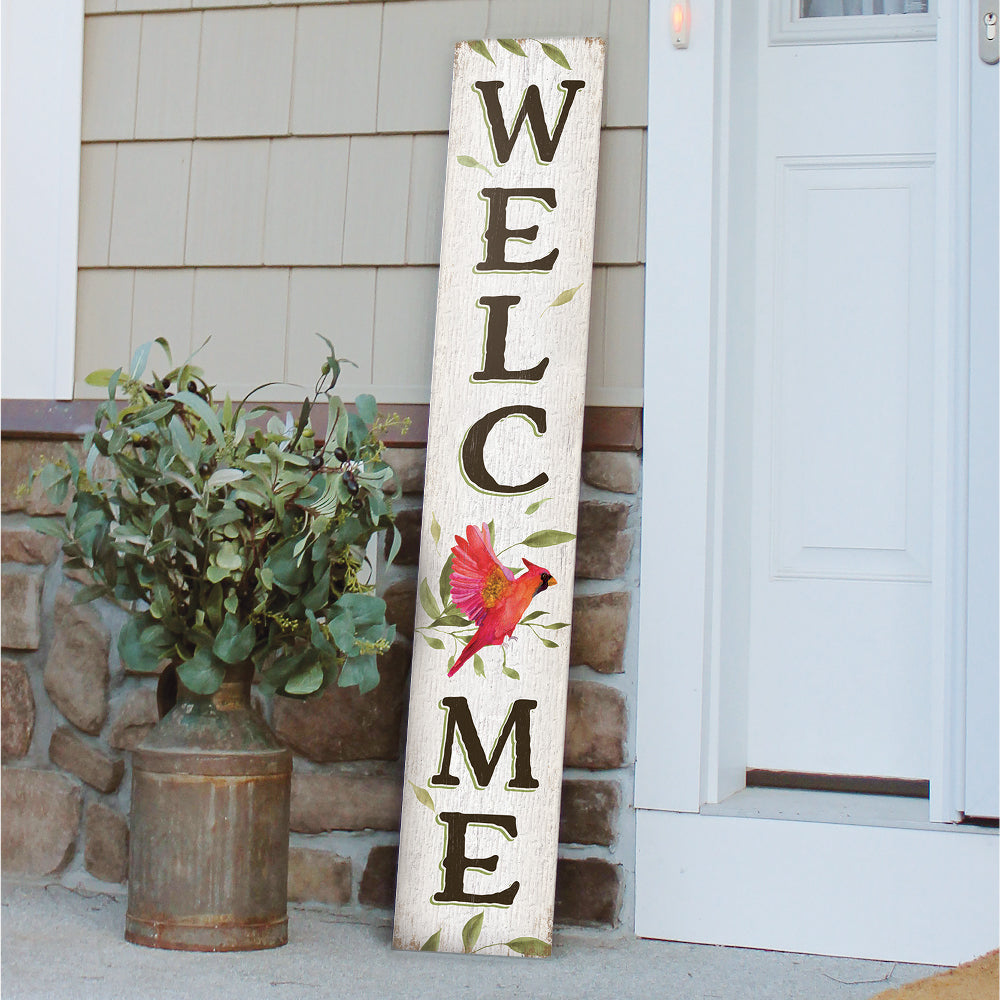 Welcome Flying Cardinal Porch Board 8" Wide x 46.5" tall / Made in the USA! / 100% Weatherproof Material