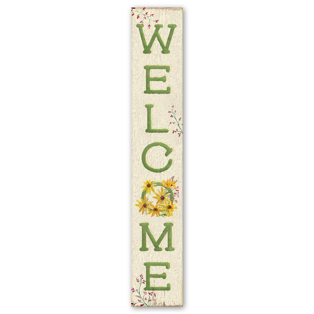 Welcome Black Eyed Susan Porch Board 8" Wide x 46.5" tall / Made in the USA! / 100% Weatherproof Material
