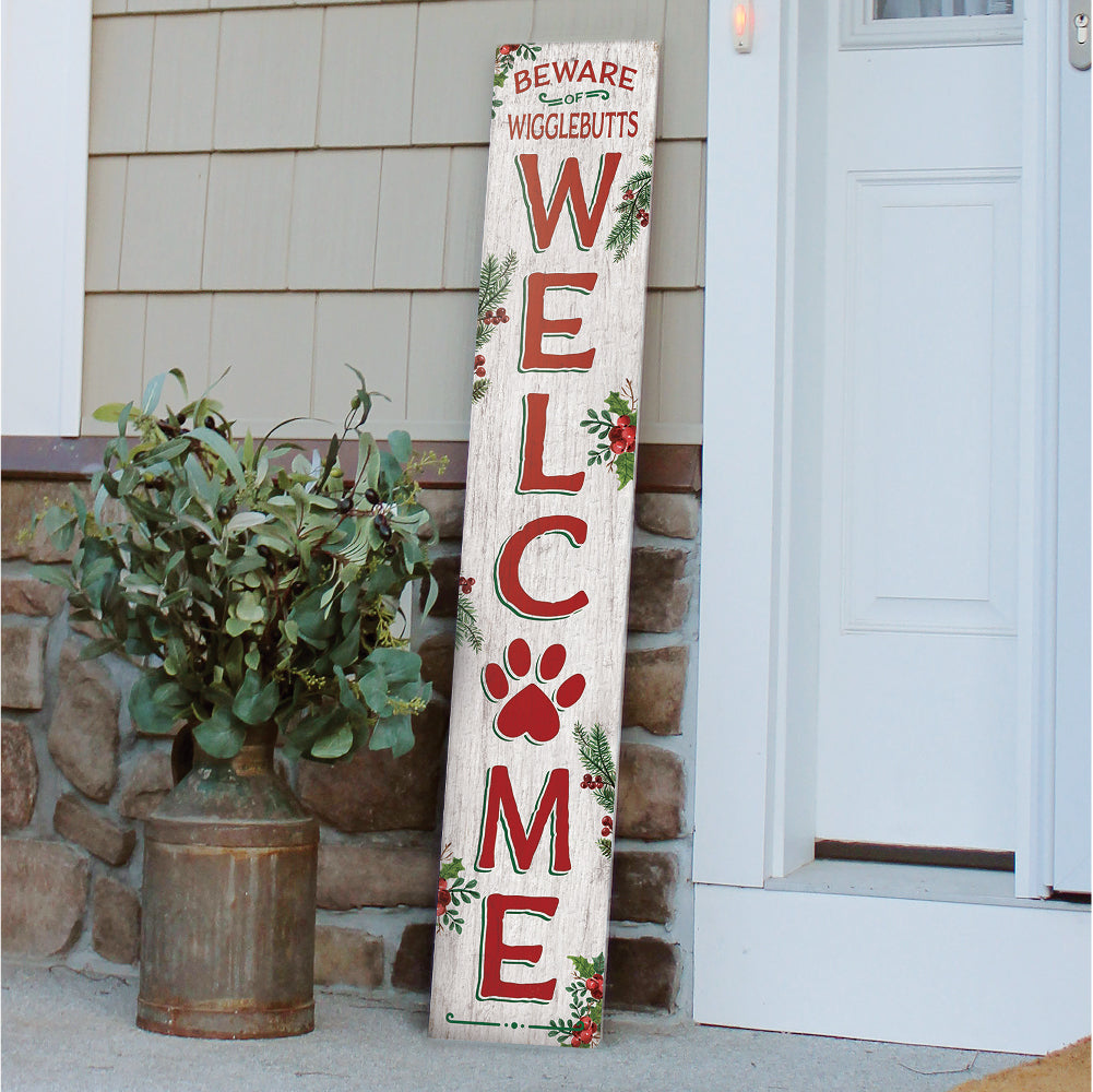 Welcome Christmas Wigglebutts Porch Board 8" Wide x 46.5" tall / Made in the USA! / 100% Weatherproof Material