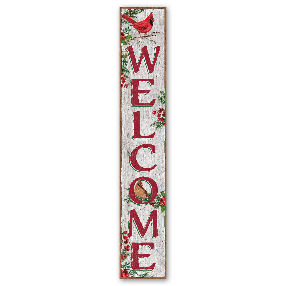 Welcome Christmas Cardinals Porch Boards 8" Wide x 46.5" tall / Made in the USA! / 100% Weatherproof Material