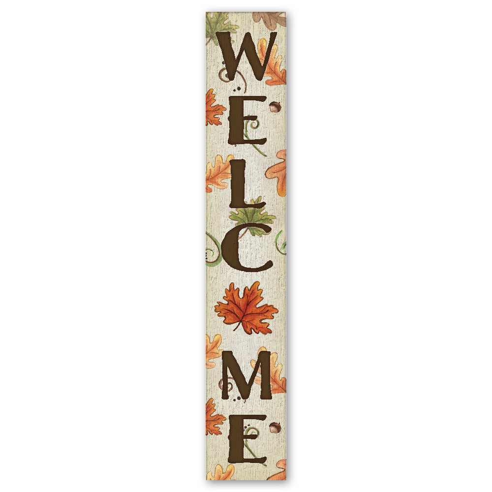 Welcome Leaves & Acorns Porch Board 8" Wide x 46.5" tall / Made in the USA! / 100% Weatherproof Material