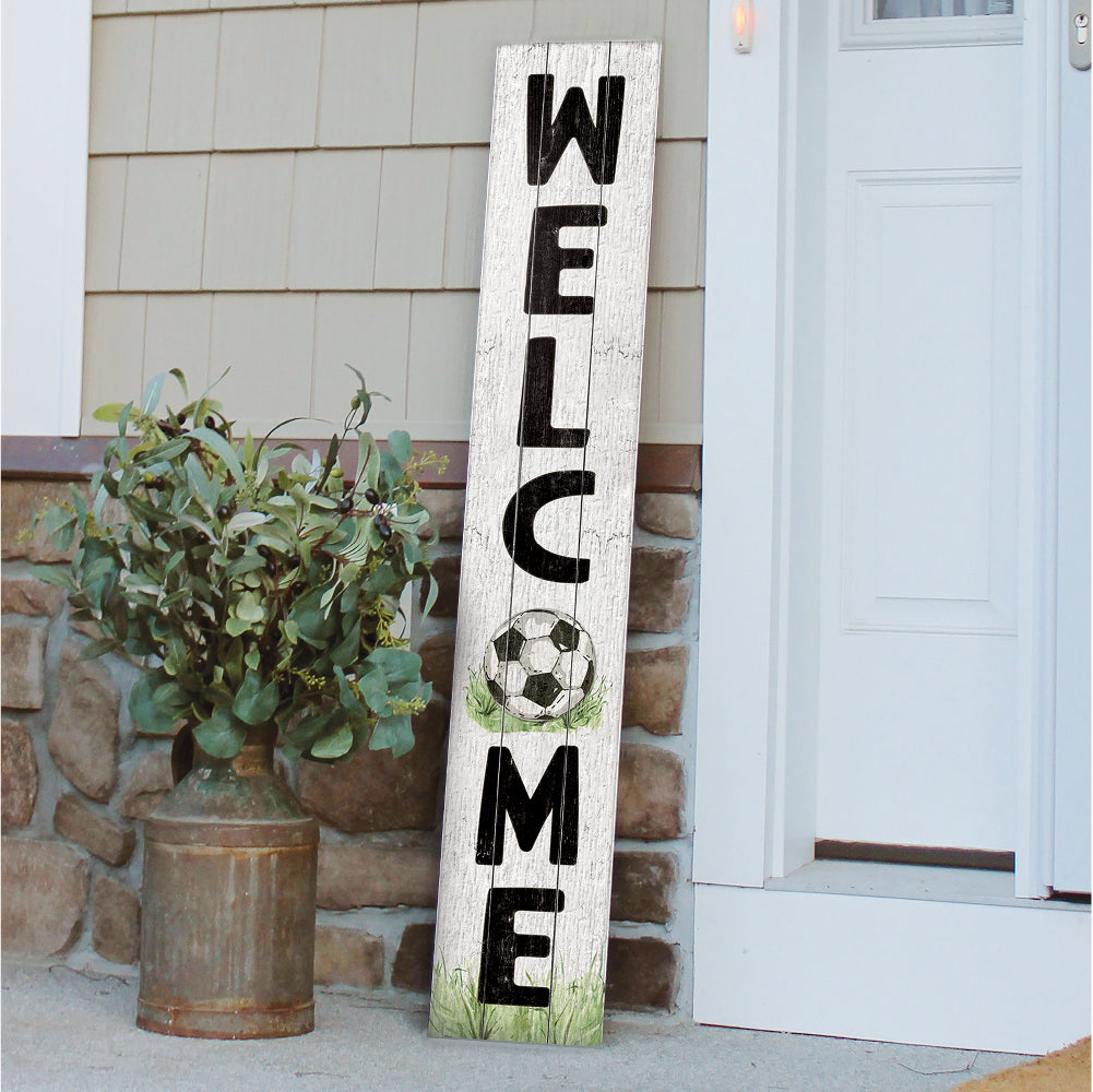 Welcome Soccer Ball Porch Board 8" Wide x 46.5" tall / Made in the USA! / 100% Weatherproof Material