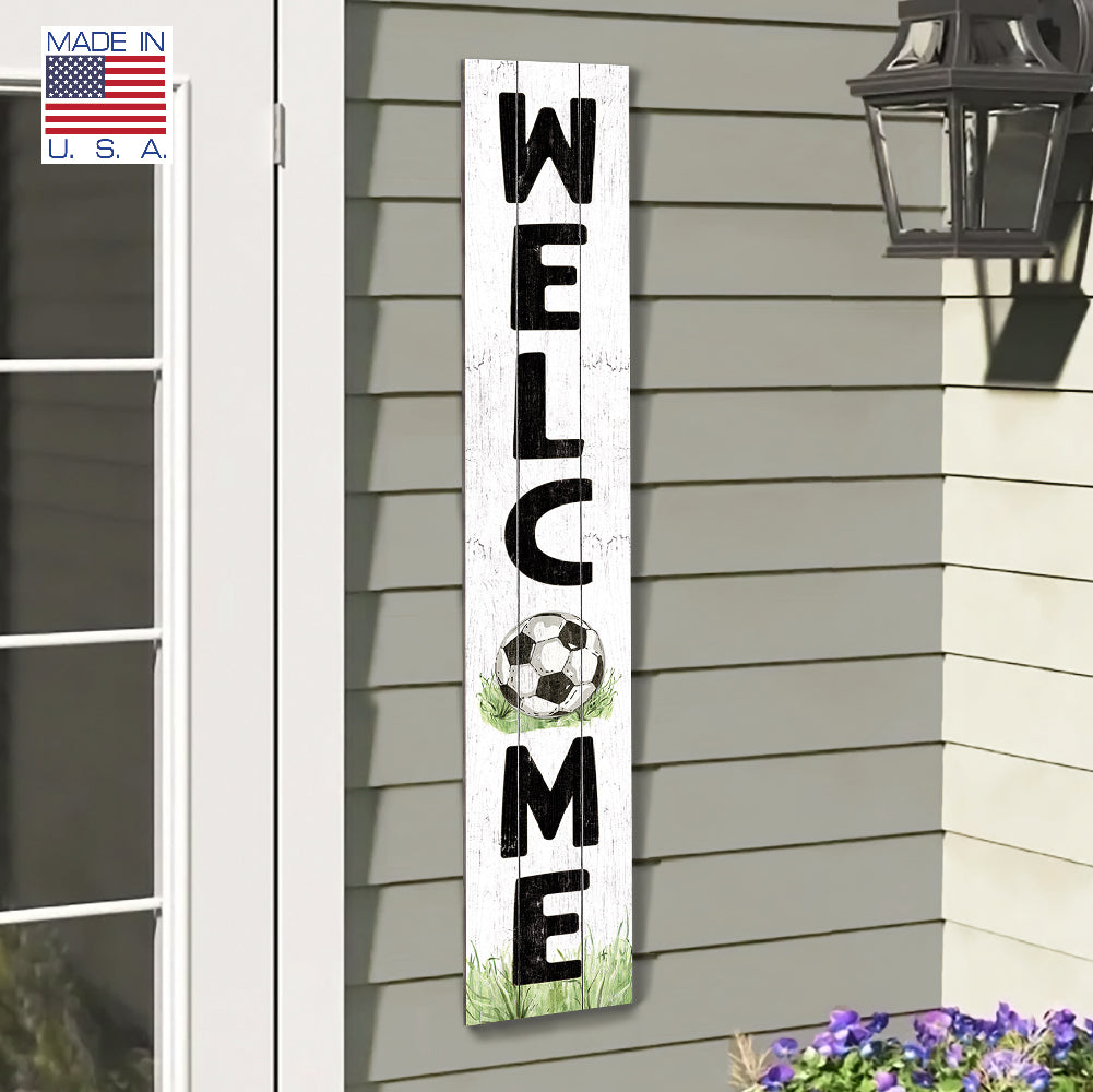 Welcome Soccer Ball Porch Board 8" Wide x 46.5" tall / Made in the USA! / 100% Weatherproof Material