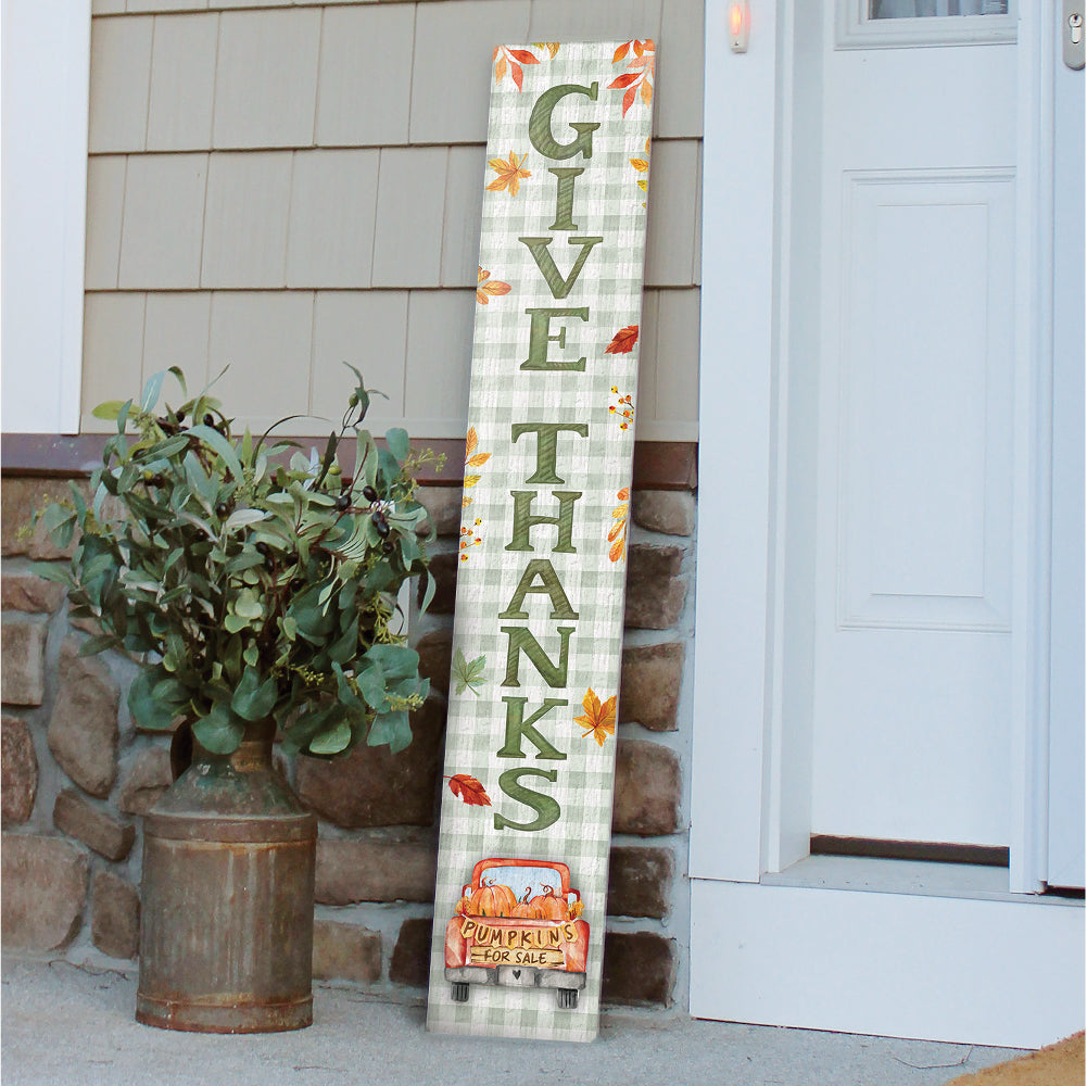 Give Thanks Fall Porch Boards 8" Wide x 46.5" tall / Made in the USA! / 100% Weatherproof Material
