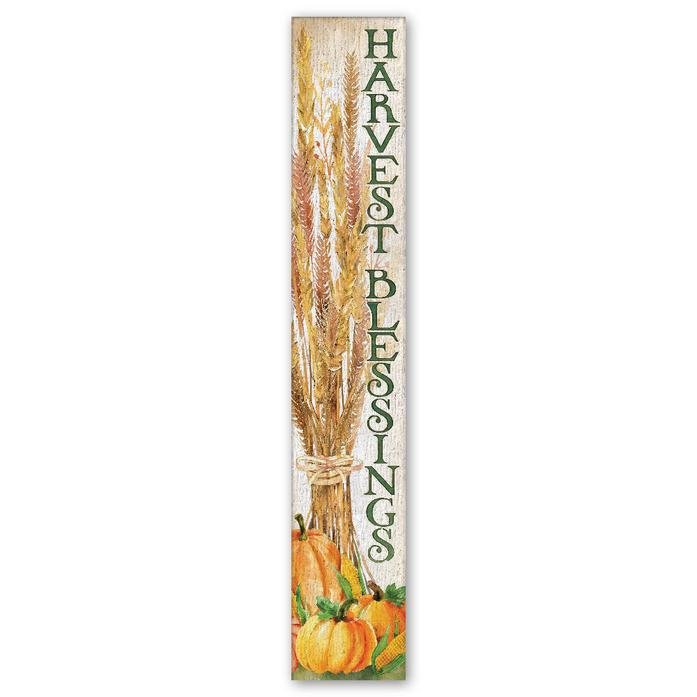 Harvest Blessings Corn W/Pumpkin Porch Boards 8" Wide x 46.5" tall / Made in the USA! / 100% Weatherproof Material