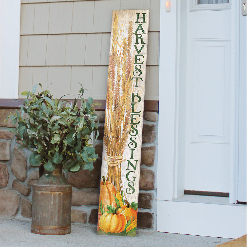 Harvest Blessings Corn W/Pumpkin Porch Boards 8" Wide x 46.5" tall / Made in the USA! / 100% Weatherproof Material