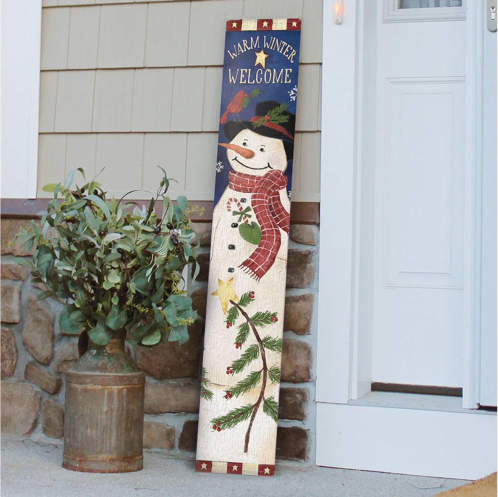 Warm Winter Welcome Porch Board 8" Wide x 46.5" tall / Made in the USA! / 100% Weatherproof Material