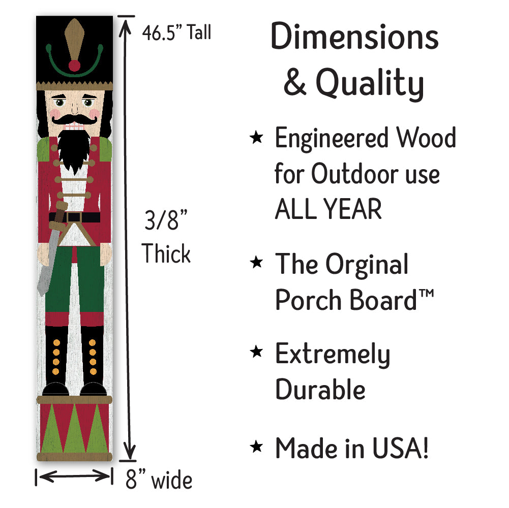 Nutcracker Black Hat Porch Board 8" Wide x 46.5" tall / Made in the USA! / 100% Weatherproof Material