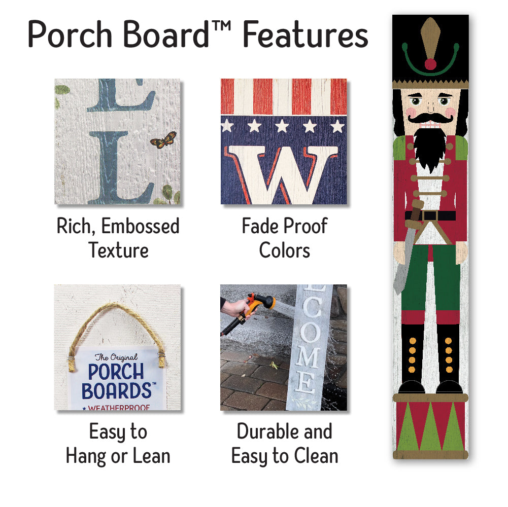 Nutcracker Black Hat Porch Board 8" Wide x 46.5" tall / Made in the USA! / 100% Weatherproof Material