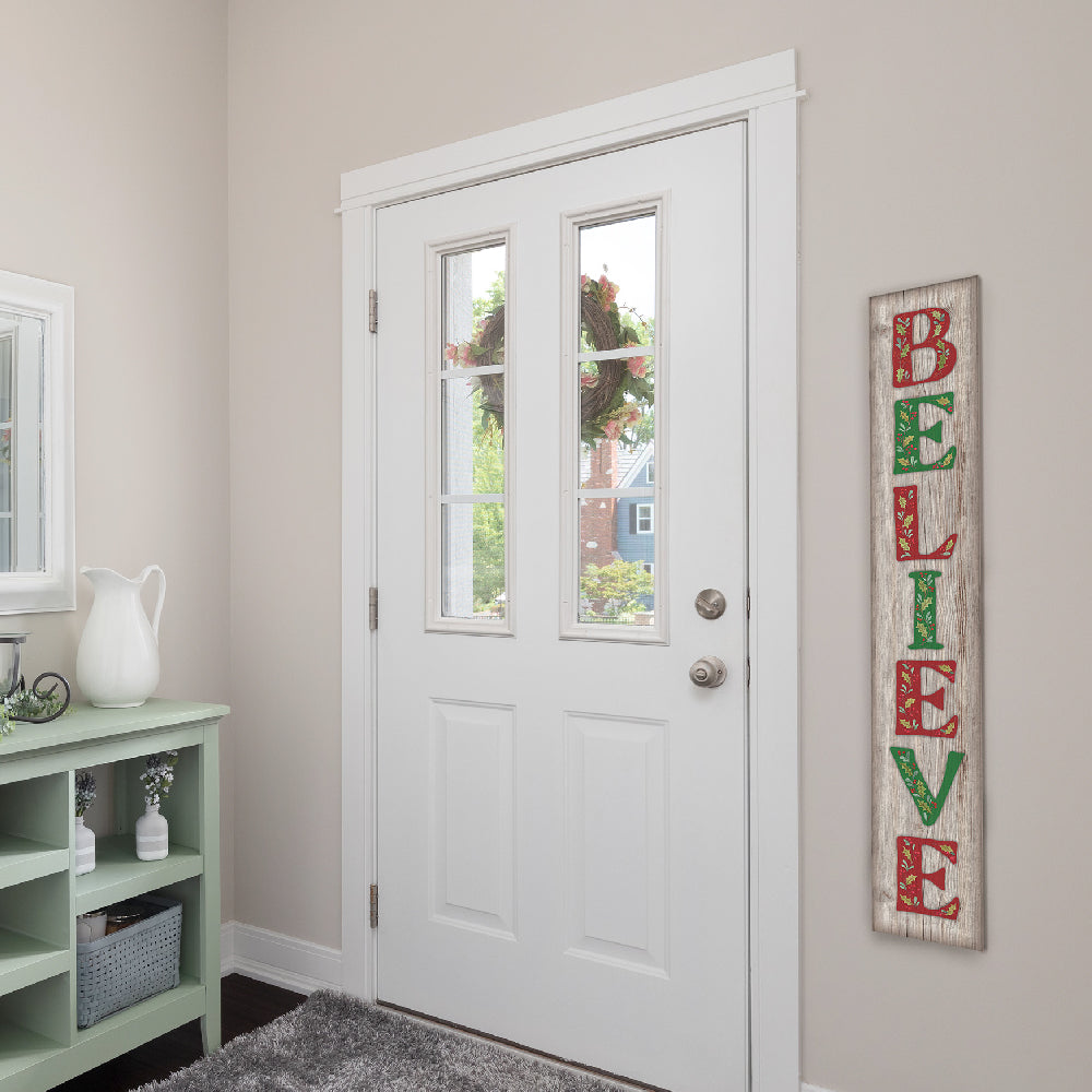 Believe With Painted Letters Porch Board 8" Wide x 46.5" tall / Made in the USA! / 100% Weatherproof Material