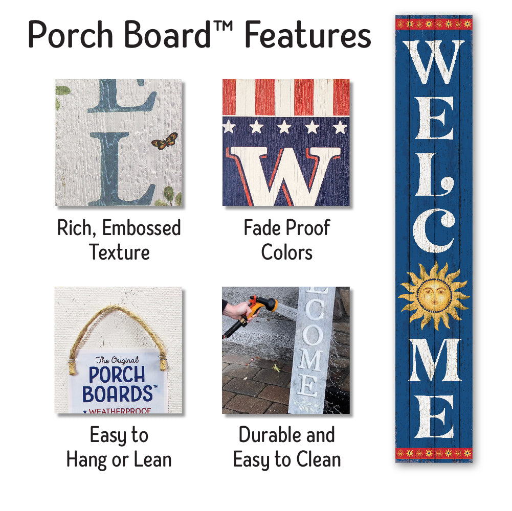 Welcome Celestial Sun Porch Board 8" Wide x 46.5" tall / Made in the USA! / 100% Weatherproof Material