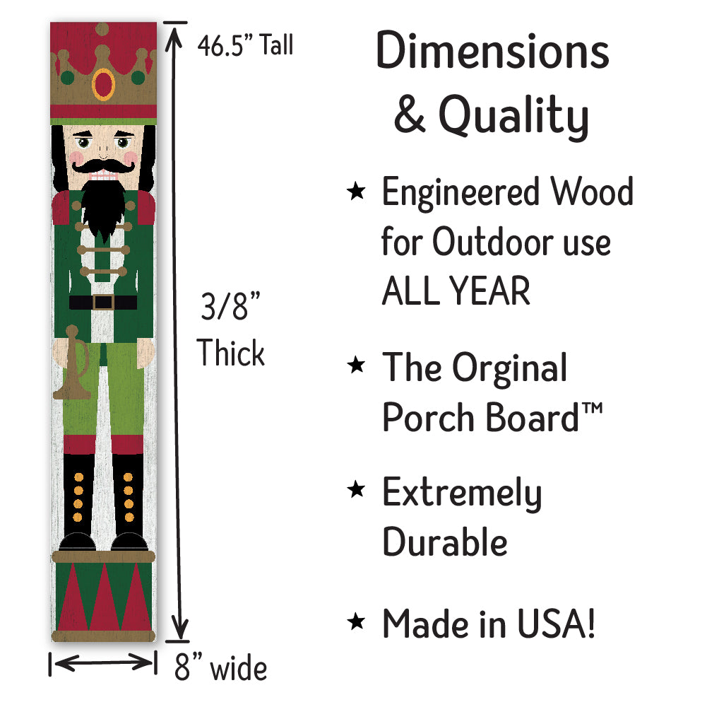 Nutcracker Red Hat Porch Board 8" Wide x 46.5" tall / Made in the USA! / 100% Weatherproof Material