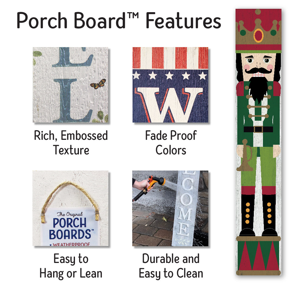 Nutcracker Red Hat Porch Board 8" Wide x 46.5" tall / Made in the USA! / 100% Weatherproof Material