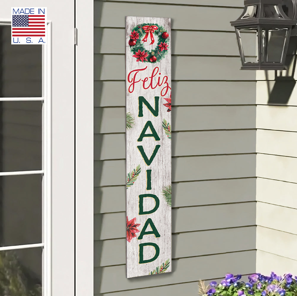 Feliz Navidad Porch Boards 8" Wide x 46.5" tall / Made in the USA! / 100% Weatherproof Material