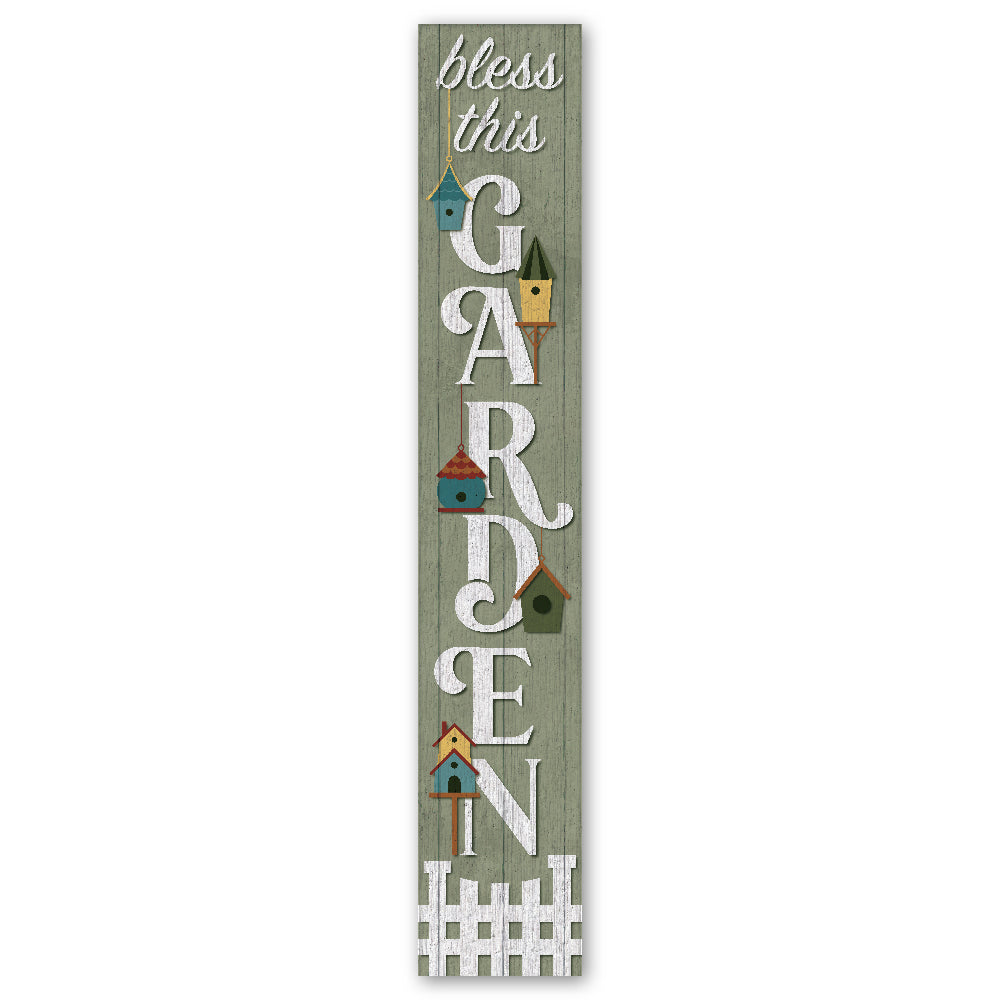 Bless This Garden Green Porch Board 8" Wide x 46.5" tall / Made in the USA! / 100% Weatherproof Material