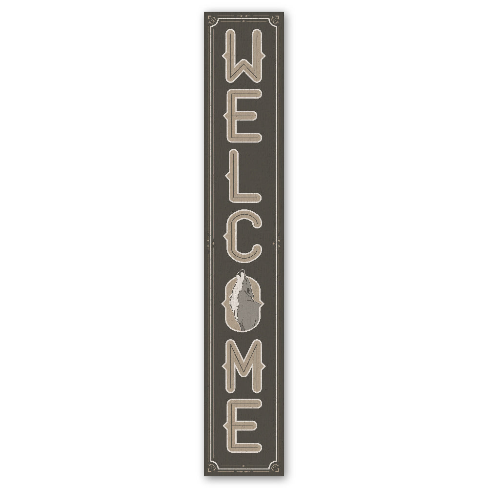 Welcome W/ Howling Wolf Porch Board 8" Wide x 46.5" tall / Made in the USA! / 100% Weatherproof Material