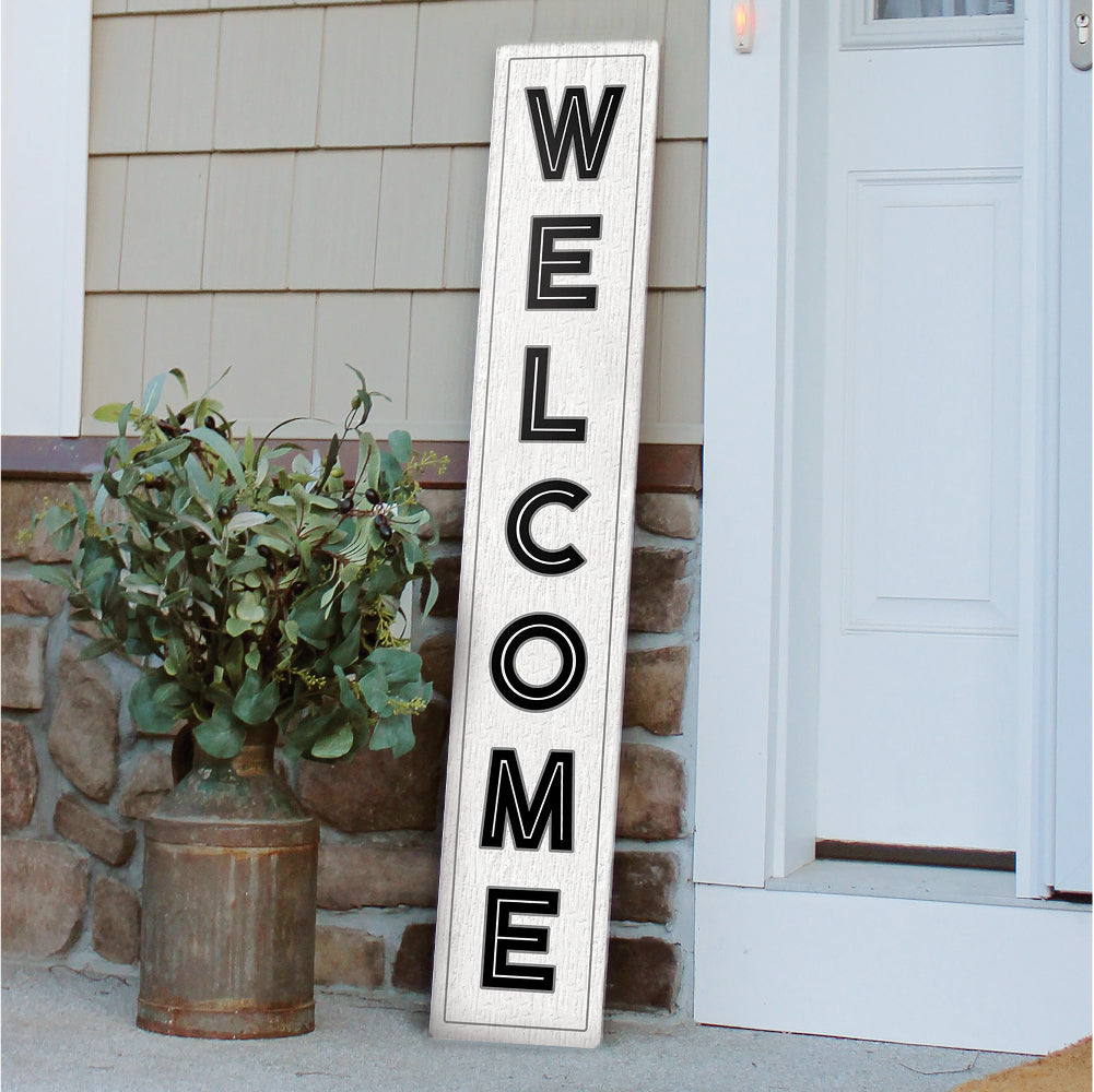 Welcome White Porch Board 8" Wide x 46.5" tall / Made in the USA! / 100% Weatherproof Material