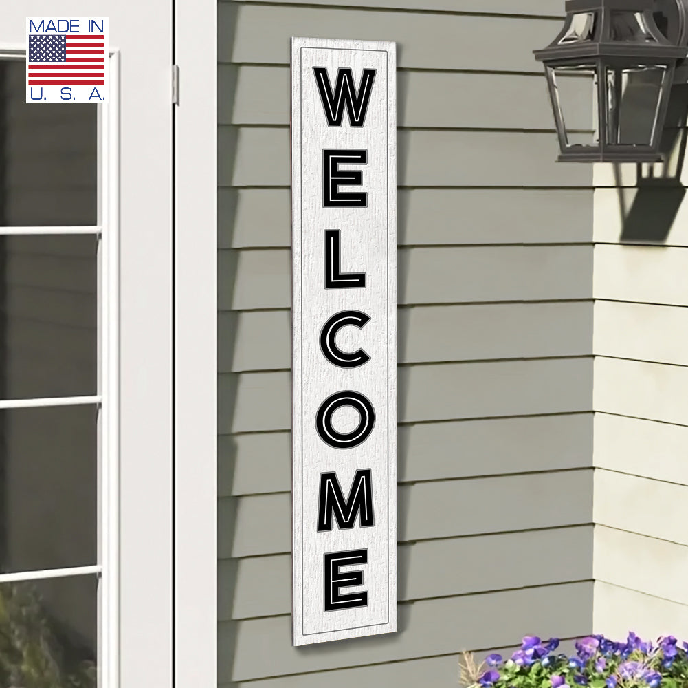 Welcome White Porch Board 8" Wide x 46.5" tall / Made in the USA! / 100% Weatherproof Material