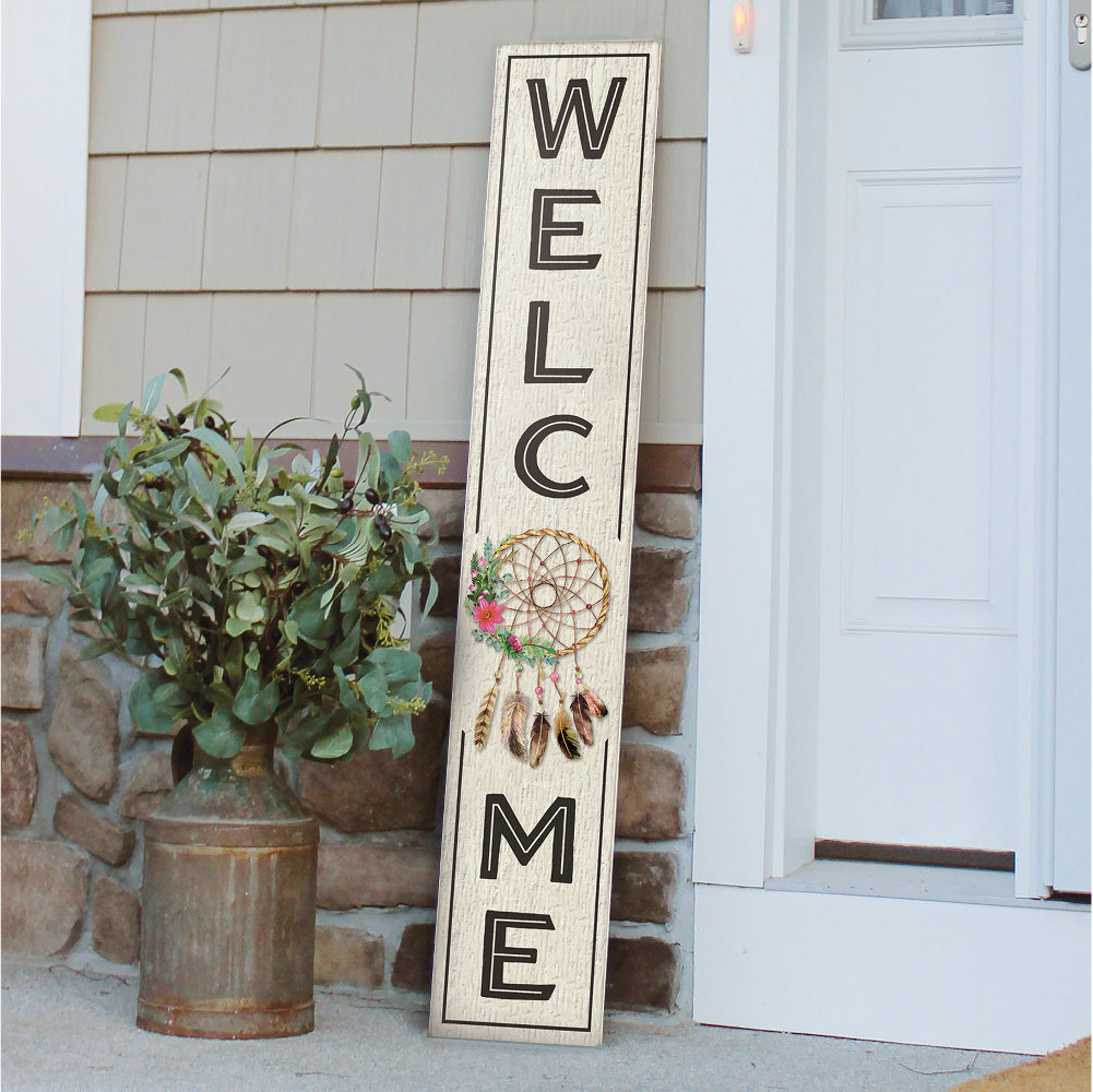 Welcome W/ Dreamcatcher Porch Board 8" Wide x 46.5" tall / Made in the USA! / 100% Weatherproof Material