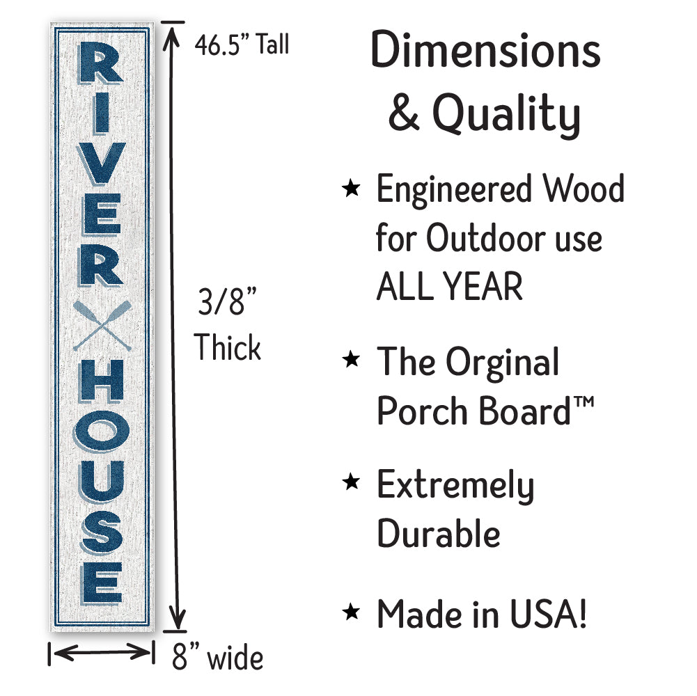 River House Porch Board 8" Wide x 46.5" tall / Made in the USA! / 100% Weatherproof Material