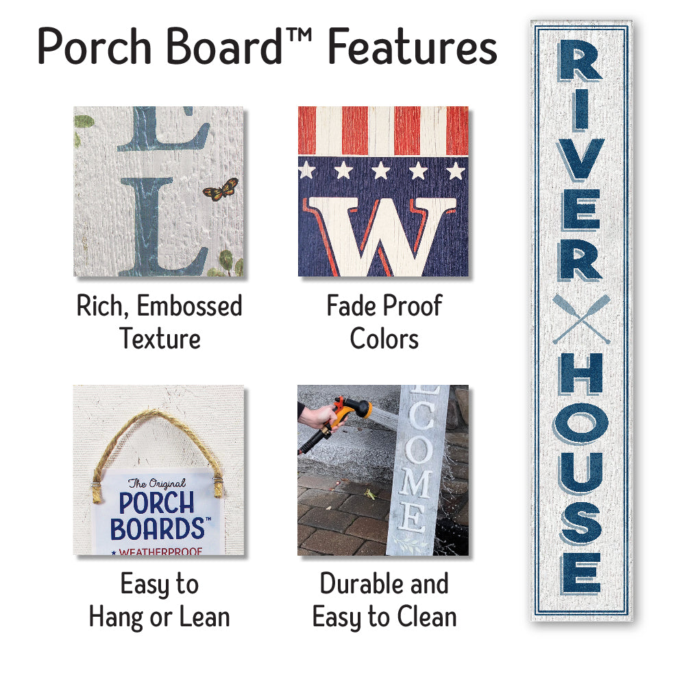 River House Porch Board 8" Wide x 46.5" tall / Made in the USA! / 100% Weatherproof Material