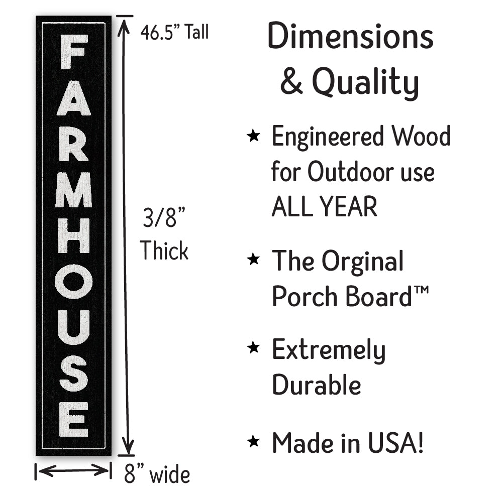 Farmhouse Porch Boards 8" Wide x 46.5" tall / Made in the USA! / 100% Weatherproof Material