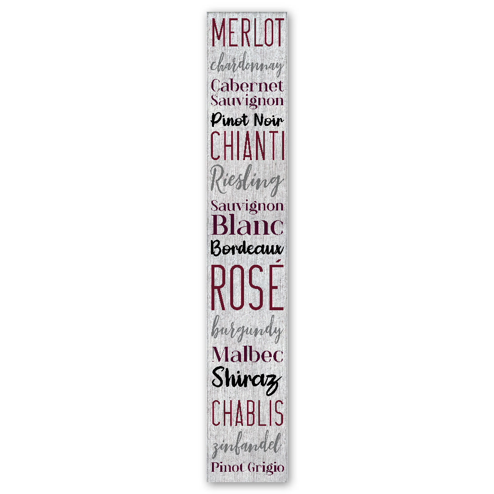 Merlot Chardonnay Cabernet Porch Board 8" Wide x 46.5" tall / Made in the USA! / 100% Weatherproof Material