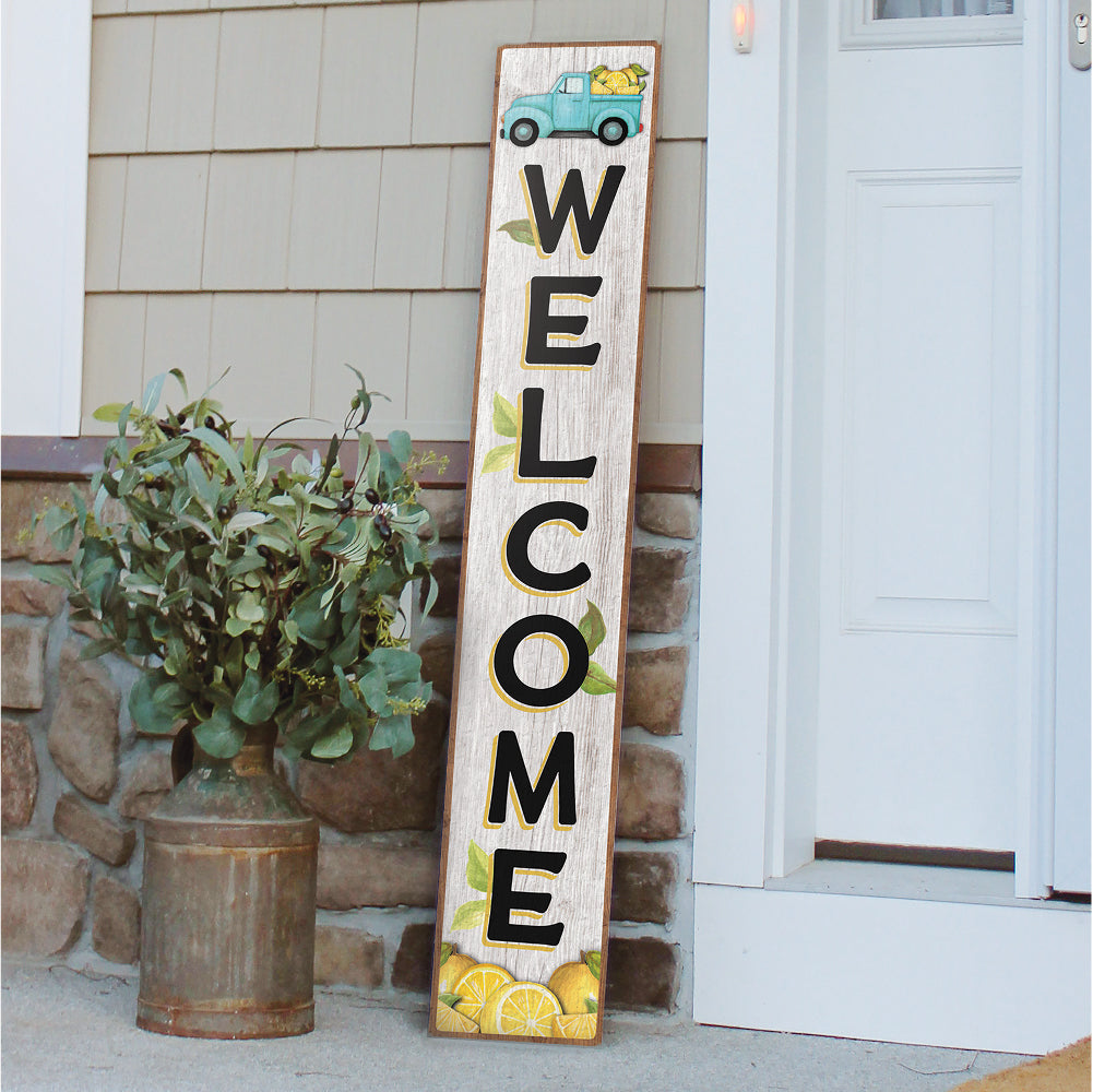 Welcome With Lemon Truck Porch Board 8" Wide x 46.5" tall / Made in the USA! / 100% Weatherproof Material