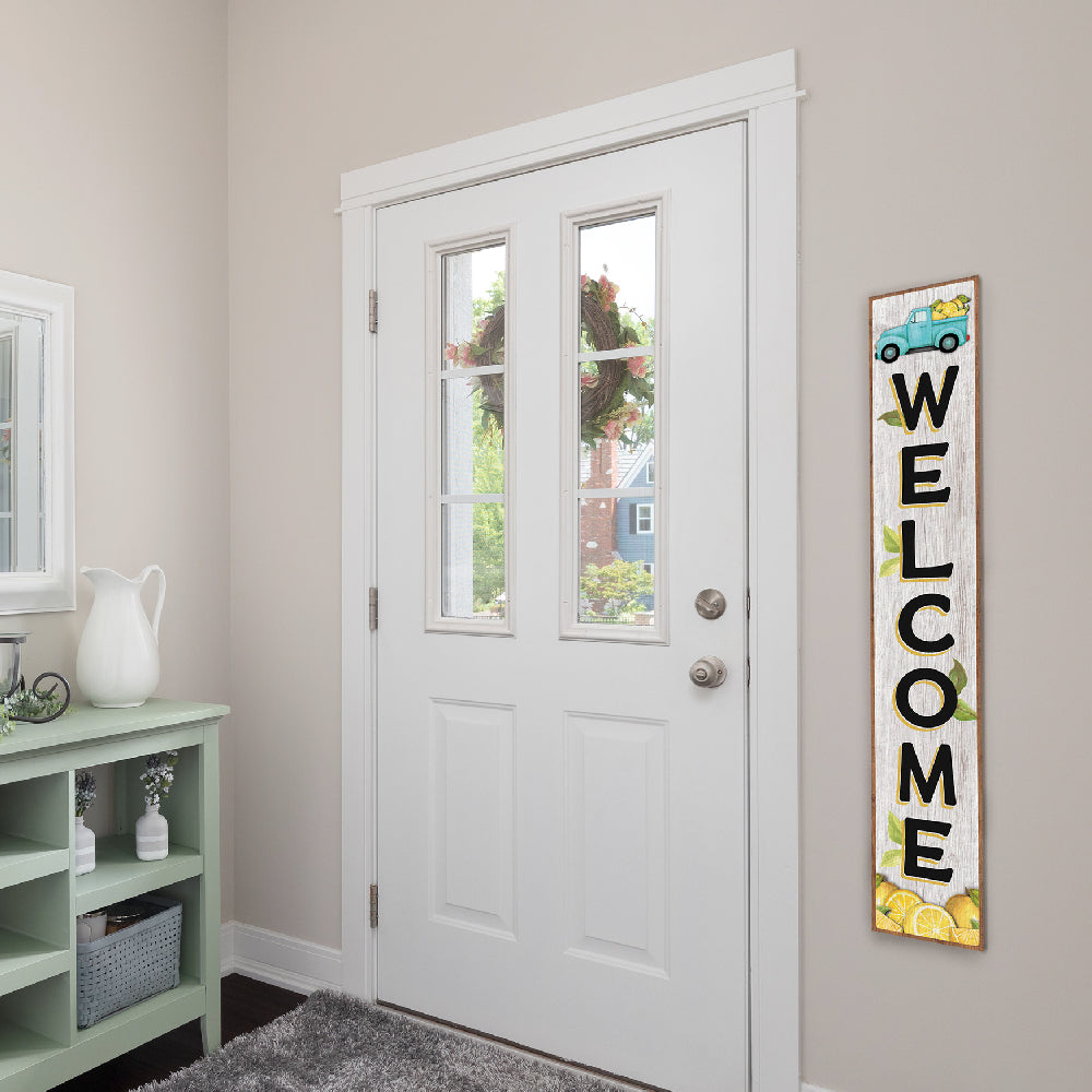 Welcome With Lemon Truck Porch Board 8" Wide x 46.5" tall / Made in the USA! / 100% Weatherproof Material