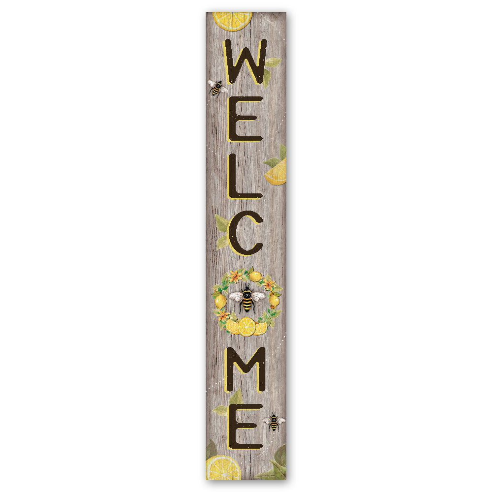 Welcome With Bee And Wreath Porch Board 8" Wide x 46.5" tall / Made in the USA! / 100% Weatherproof Material