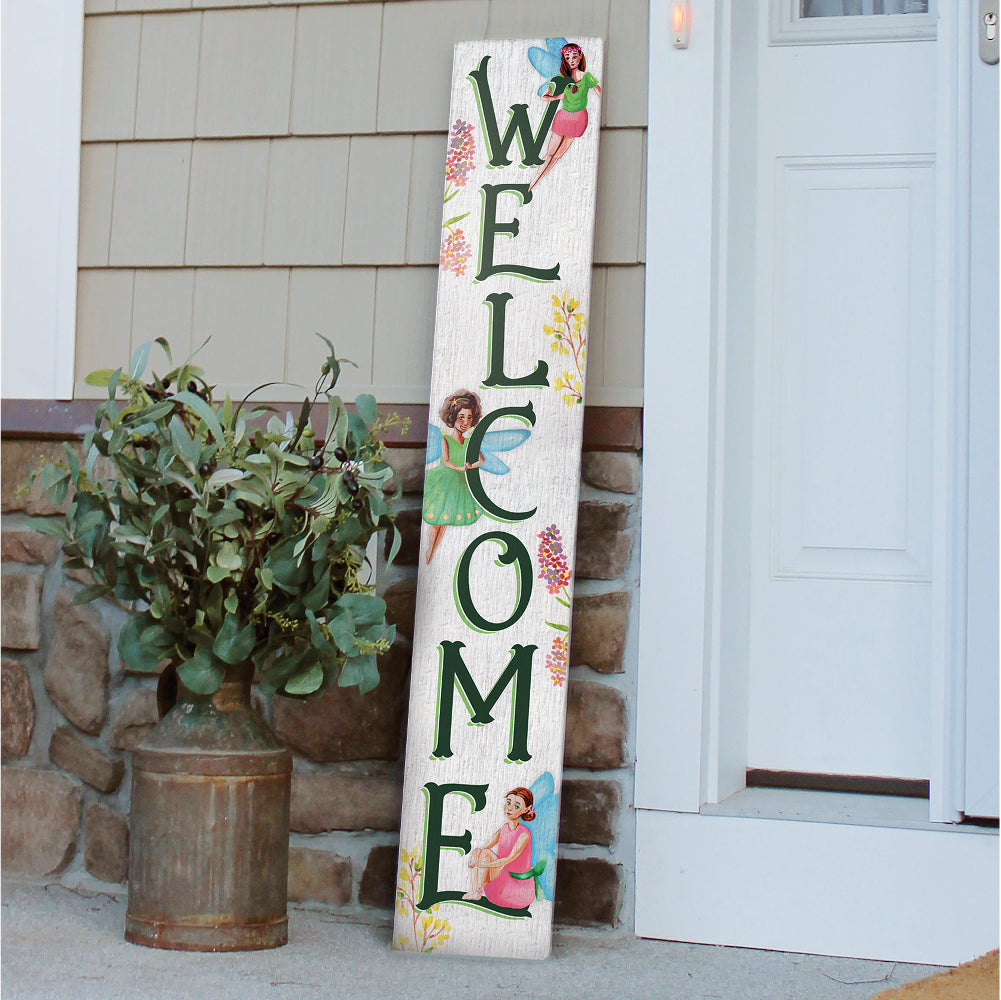 Welcome With Fairies Porch Board 8" Wide x 46.5" tall / Made in the USA! / 100% Weatherproof Material