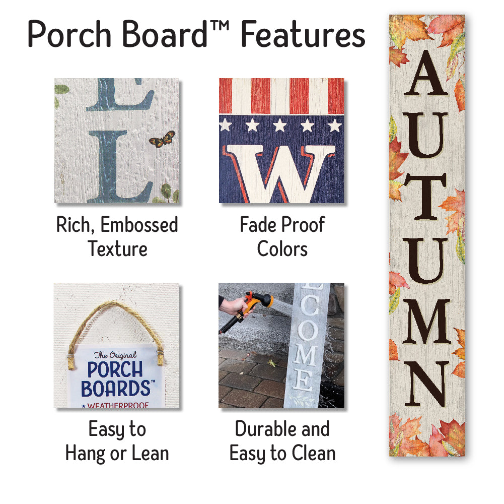 Autumn Leaf Porch Board 8" Wide x 46.5" tall / Made in the USA! / 100% Weatherproof Material