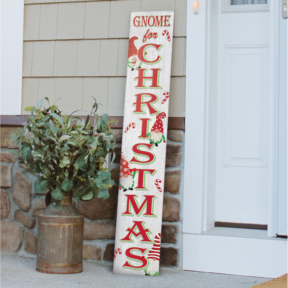 Gnome For Christmas Porch Board 8" Wide x 46.5" tall / Made in the USA! / 100% Weatherproof Material