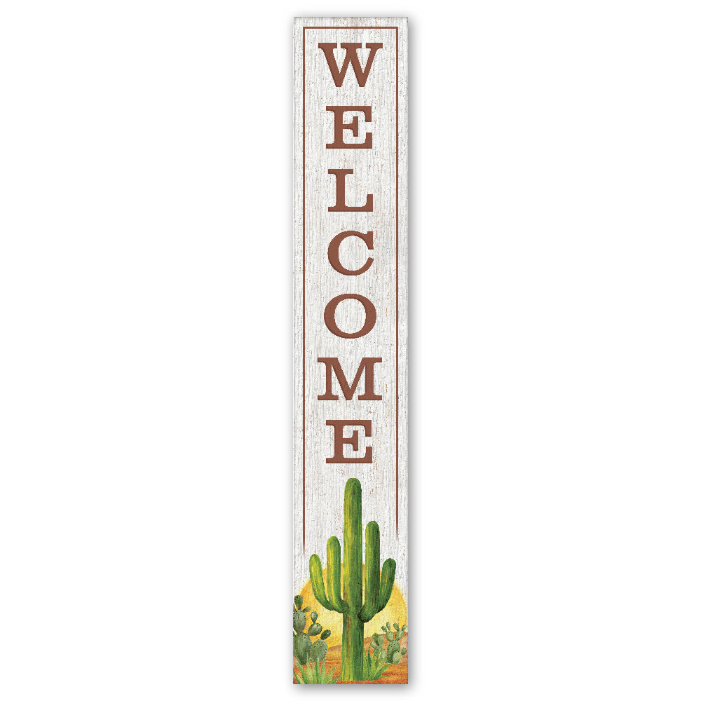 Welcome With Sun & Cactus Porch Board 8" Wide x 46.5" tall / Made in the USA! / 100% Weatherproof Material