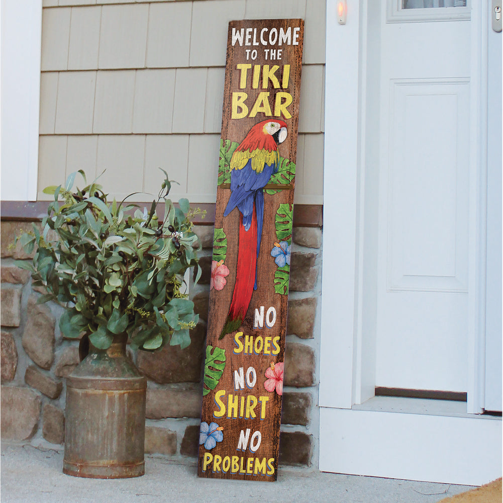 Welcome To The Tiki Bar Porch Baord 8" Wide x 46.5" tall / Made in the USA! / 100% Weatherproof Material