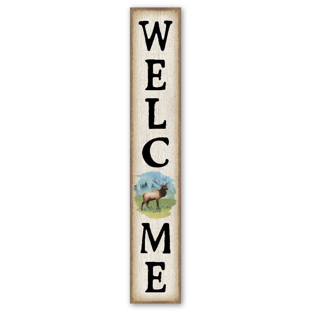 Welcome Porch Board with Elk Accent 8" Wide x 46.5" tall / Made in the USA! / 100% Weatherproof Material