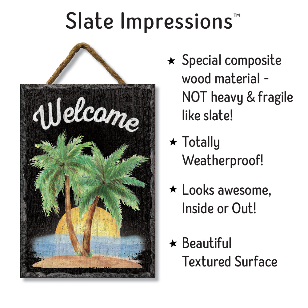 Welcome W/ Palm Trees Slate Impressions Default Title