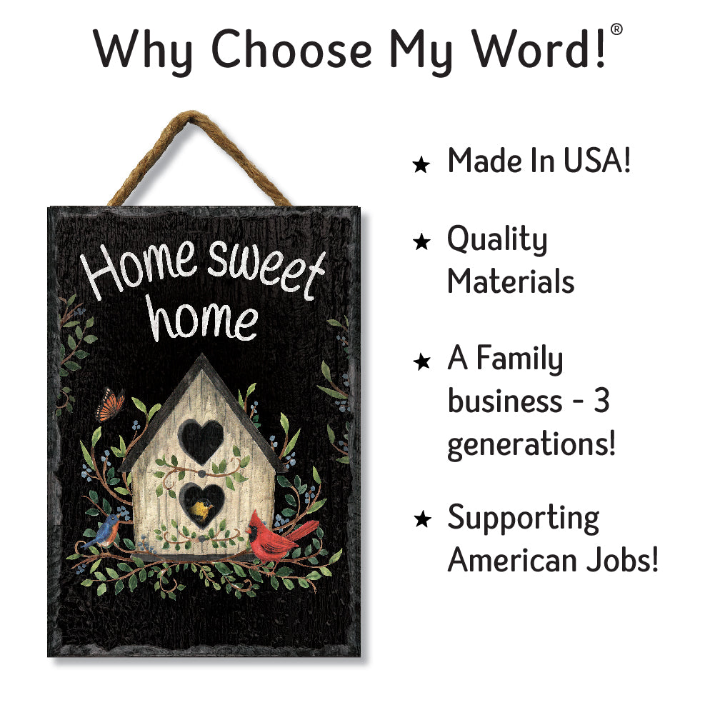 Birdhouse W/ Cardinal Home Sweet Home Slate Impressions Default Title