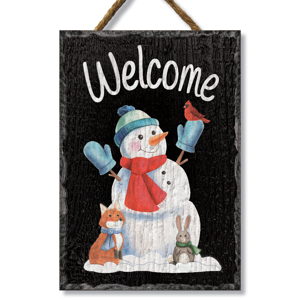 Welcome W/ Snowman & Friends Slate Impressions Default Title