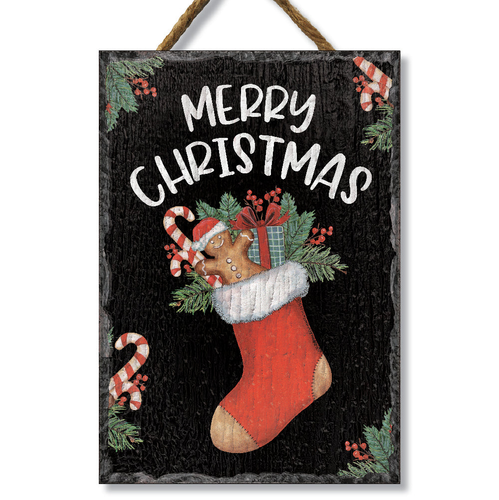 Merry Christmas W/ Stocking Slate Impressions Default Title