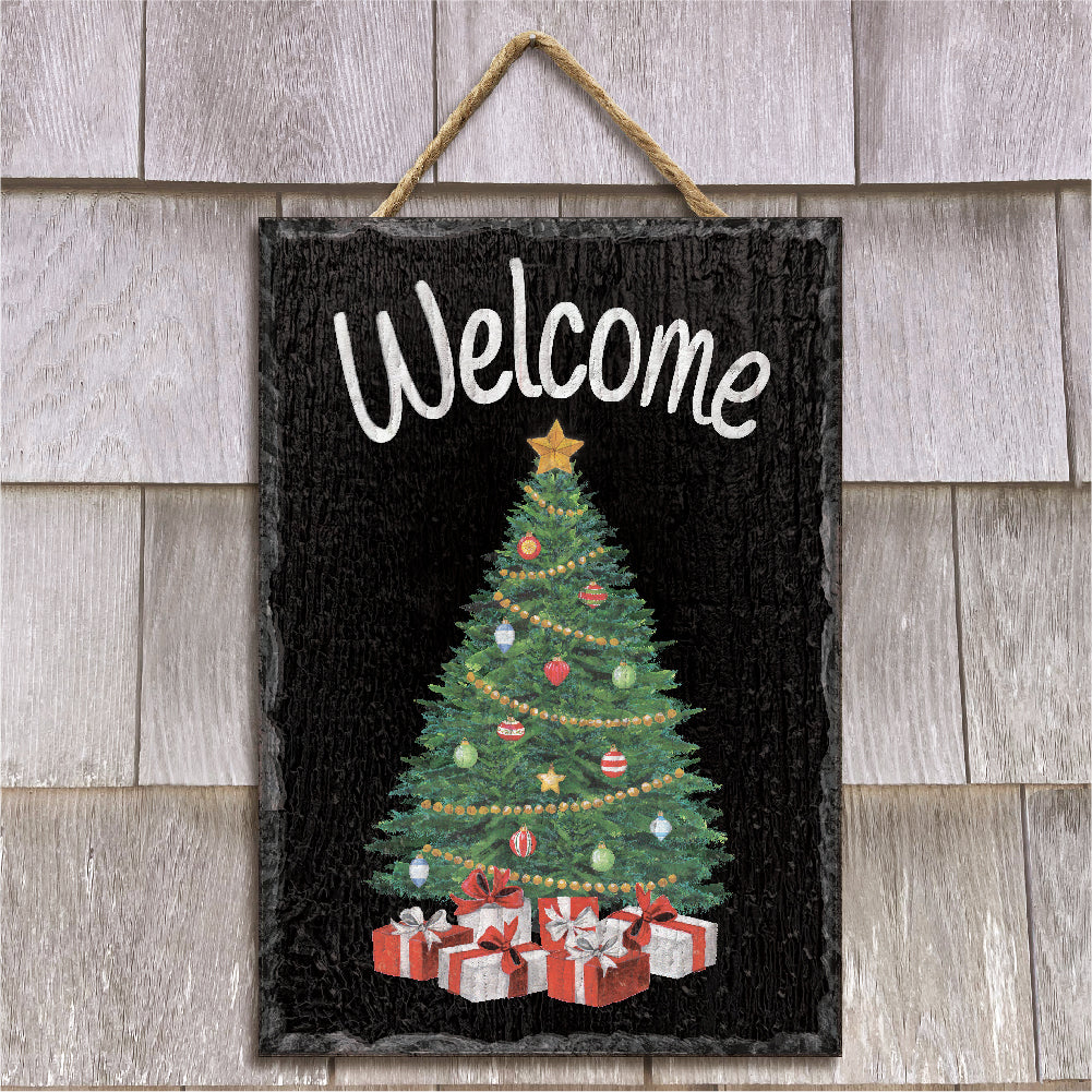 Welcome W/ Christmas Tree Slate Impressions Default Title