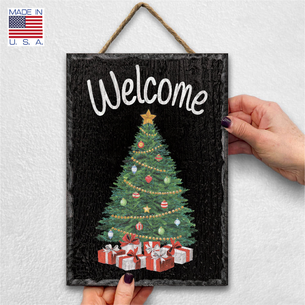 Welcome W/ Christmas Tree Slate Impressions Default Title